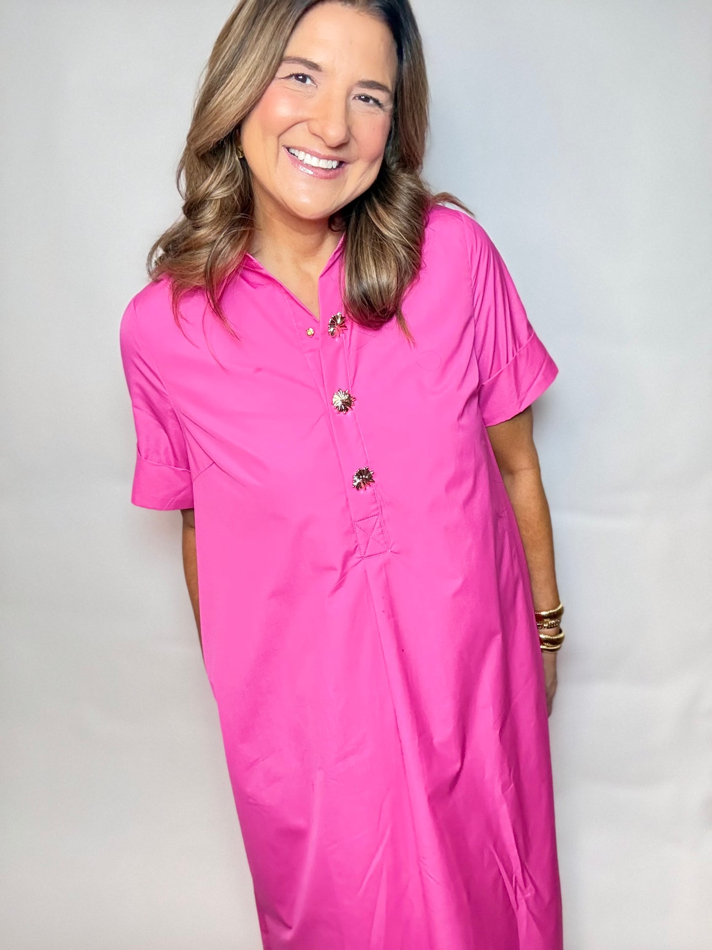 The Pretty Pink Midi Dress - Triple Charm Boutique