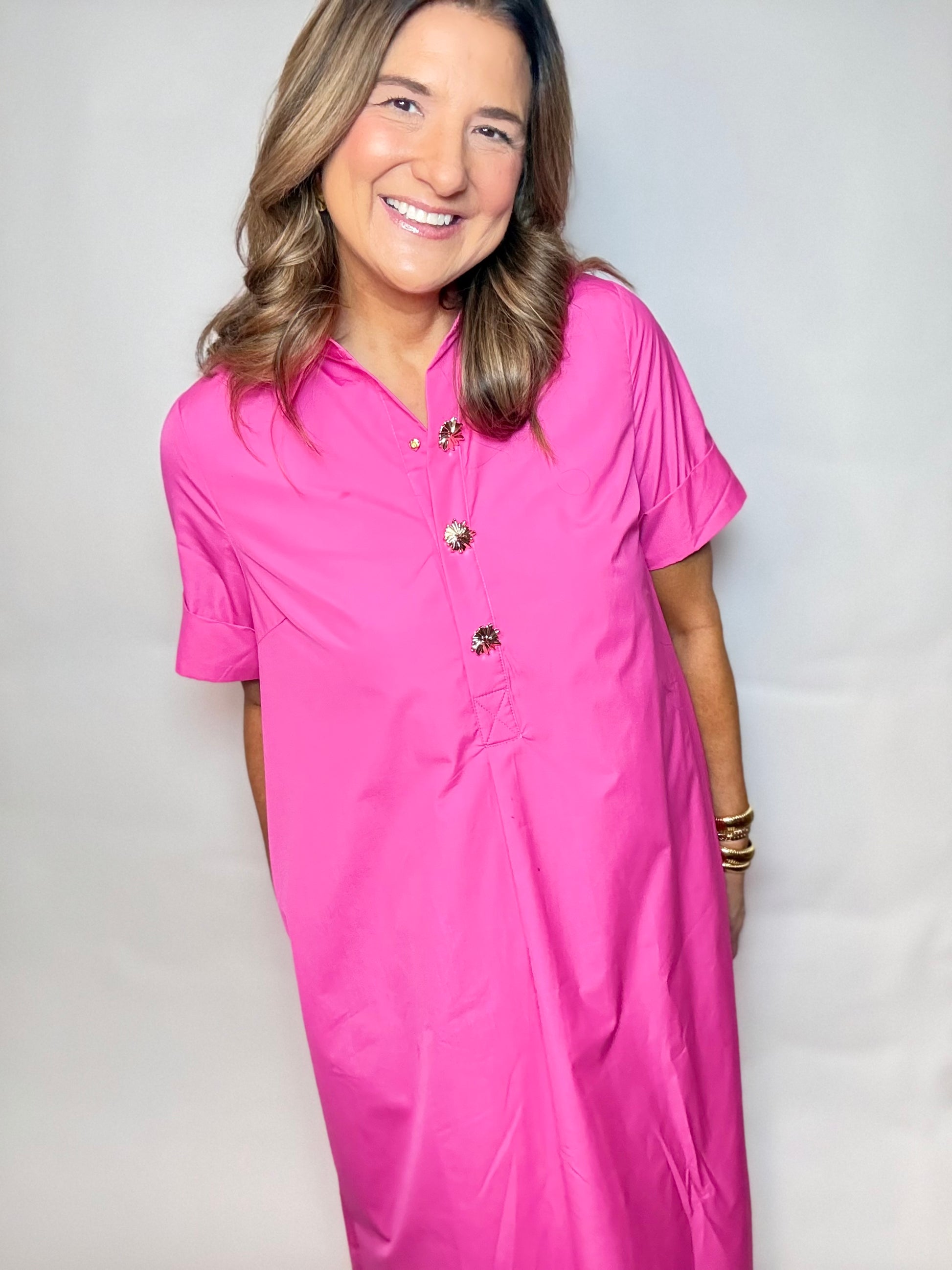The Pretty Pink Midi Dress - Triple Charm Boutique