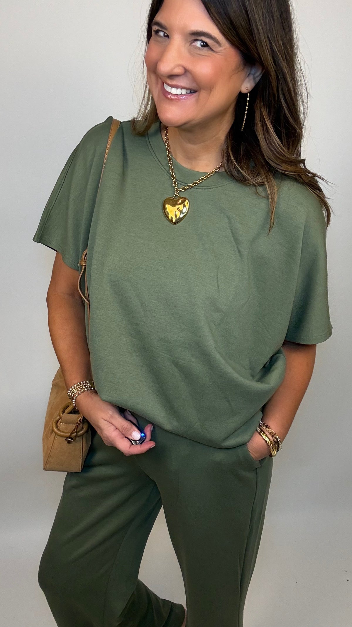 The Olive Green Scuba Pants Set