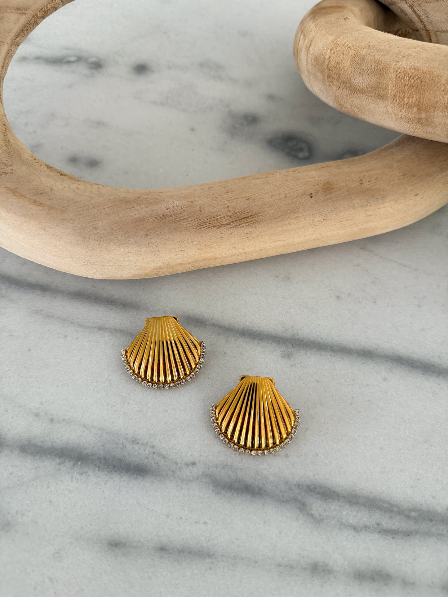 DIAMOND SEASHELL EARRINGS - Triple Charm Boutique
