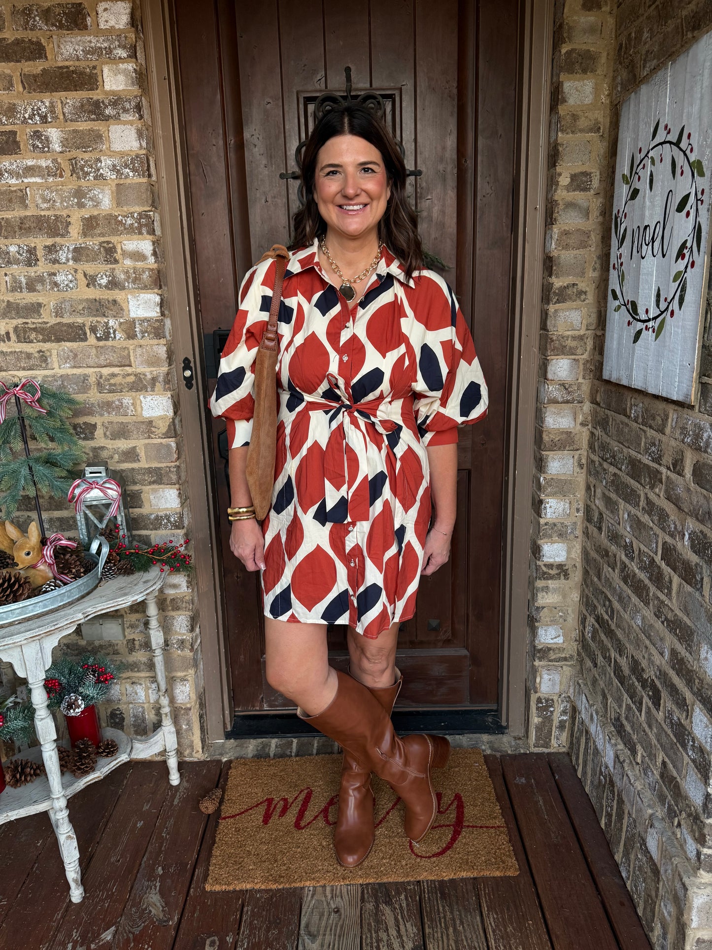 The Orange and Blue Bow Tie Dress