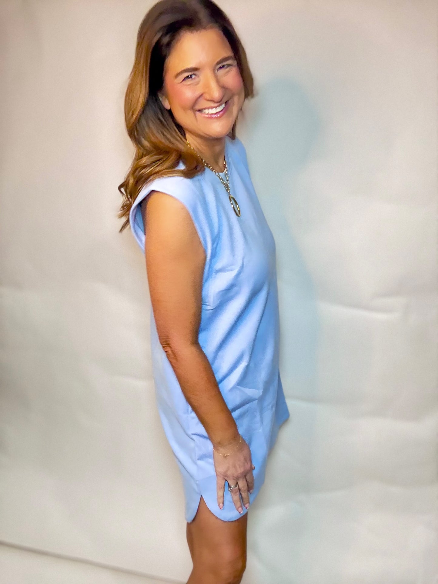 The Baby Blue Scuba Mini Dress