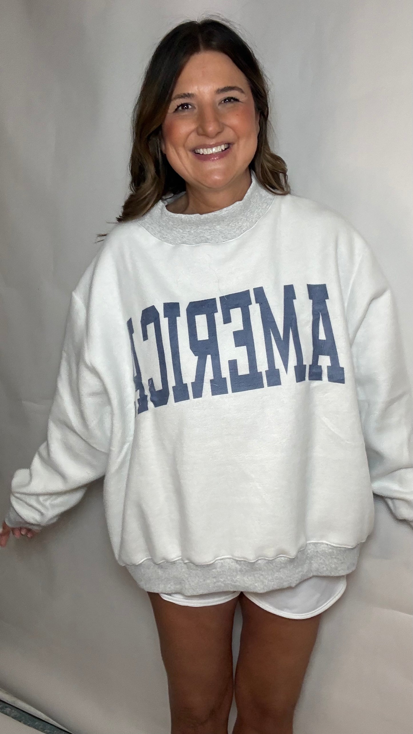 USA/America Gray Reversible Sweatshirt - Triple Charm Boutique