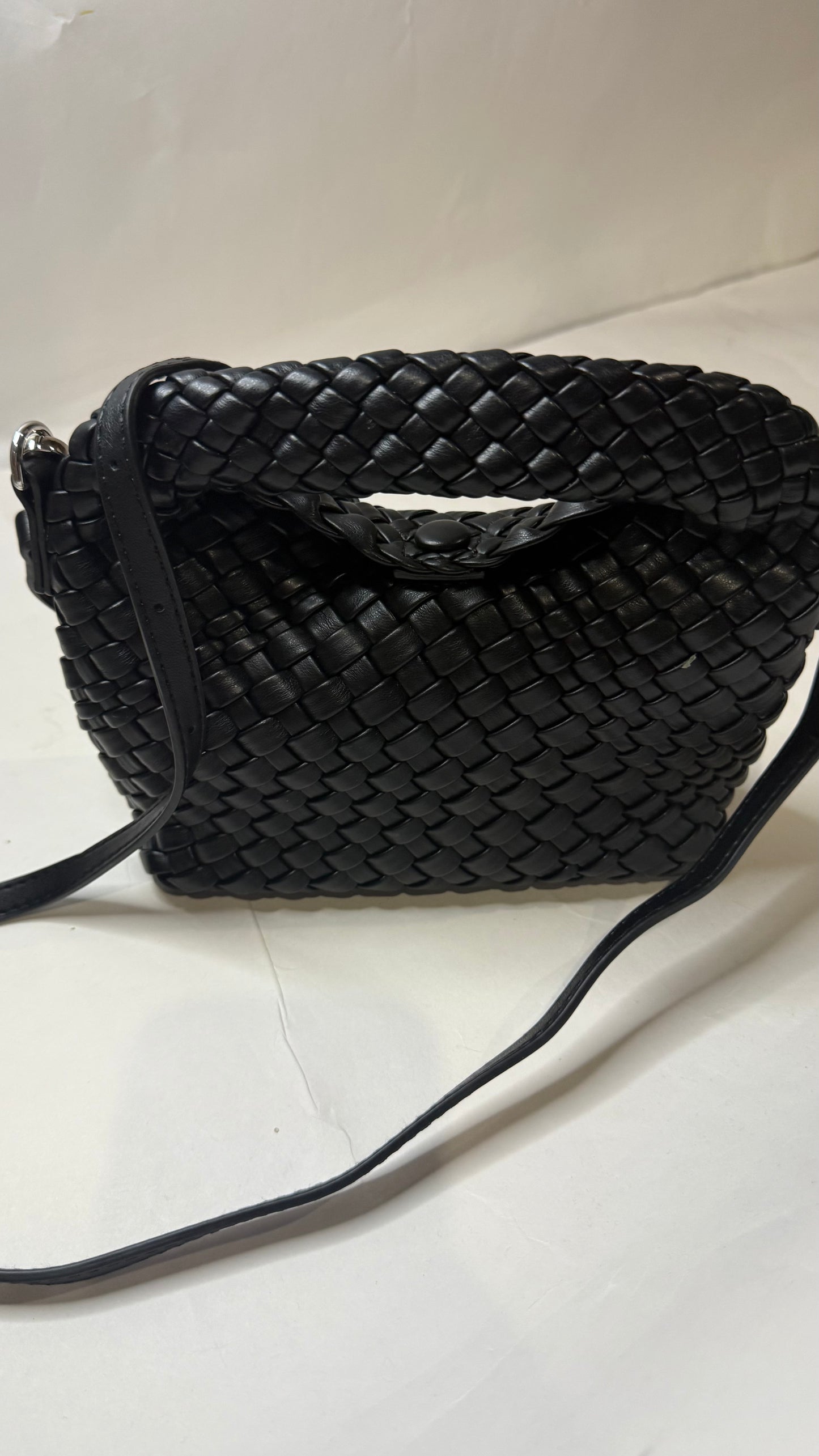 The Black Mini Braided Crossbody Purse