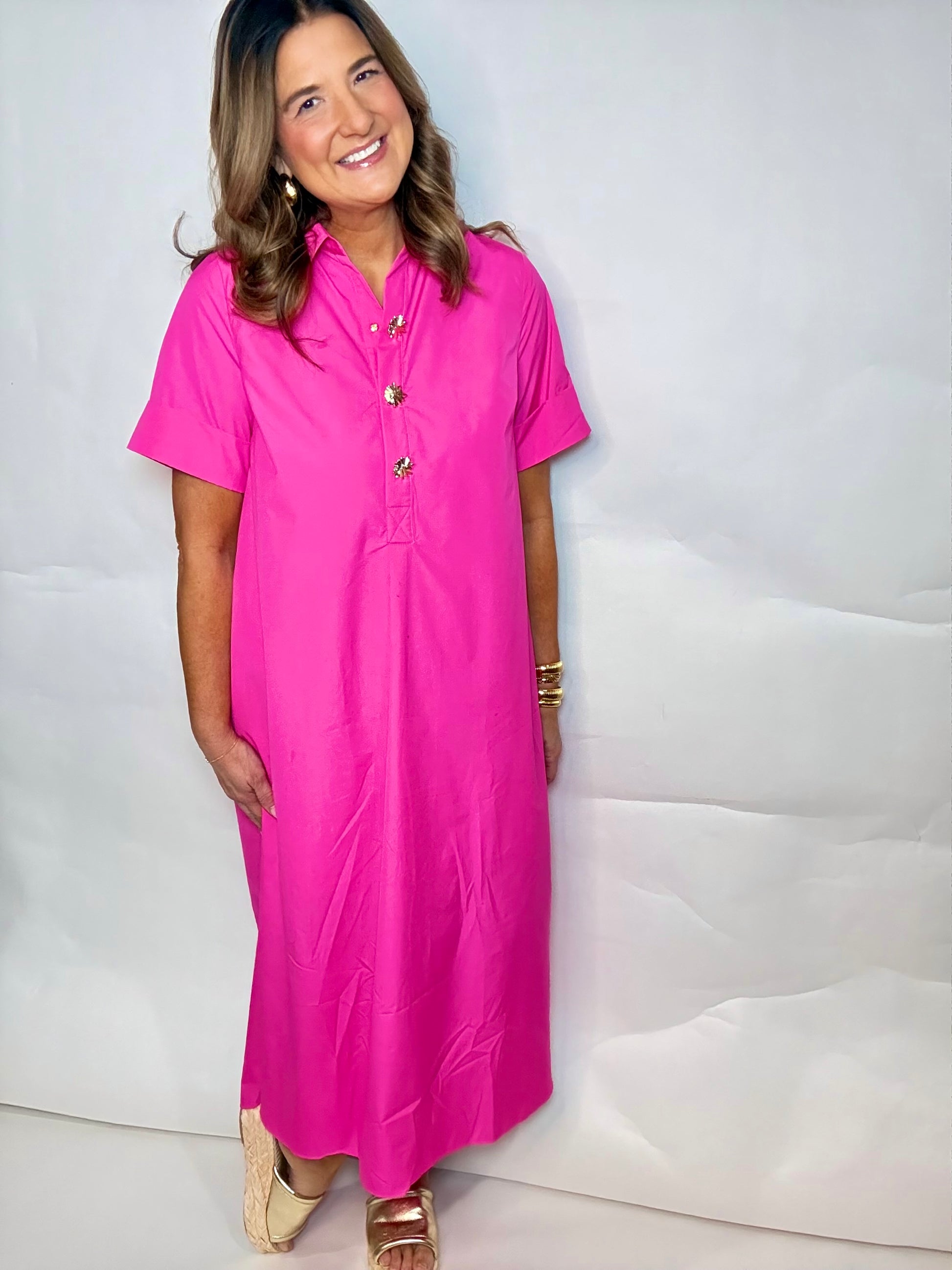 The Pretty Pink Midi Dress - Triple Charm Boutique