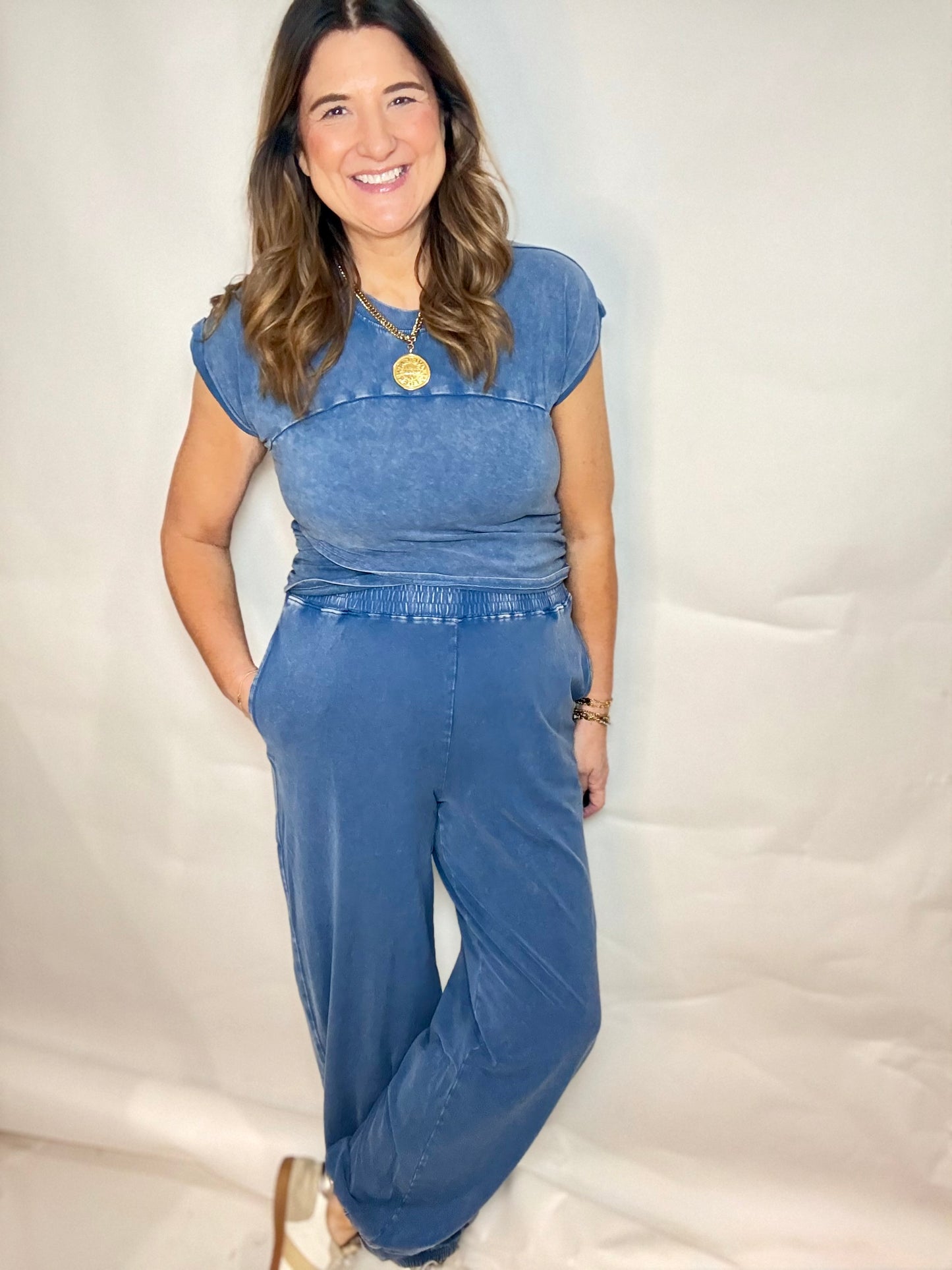Your Favorite Navy Pants Set - Triple Charm Boutique
