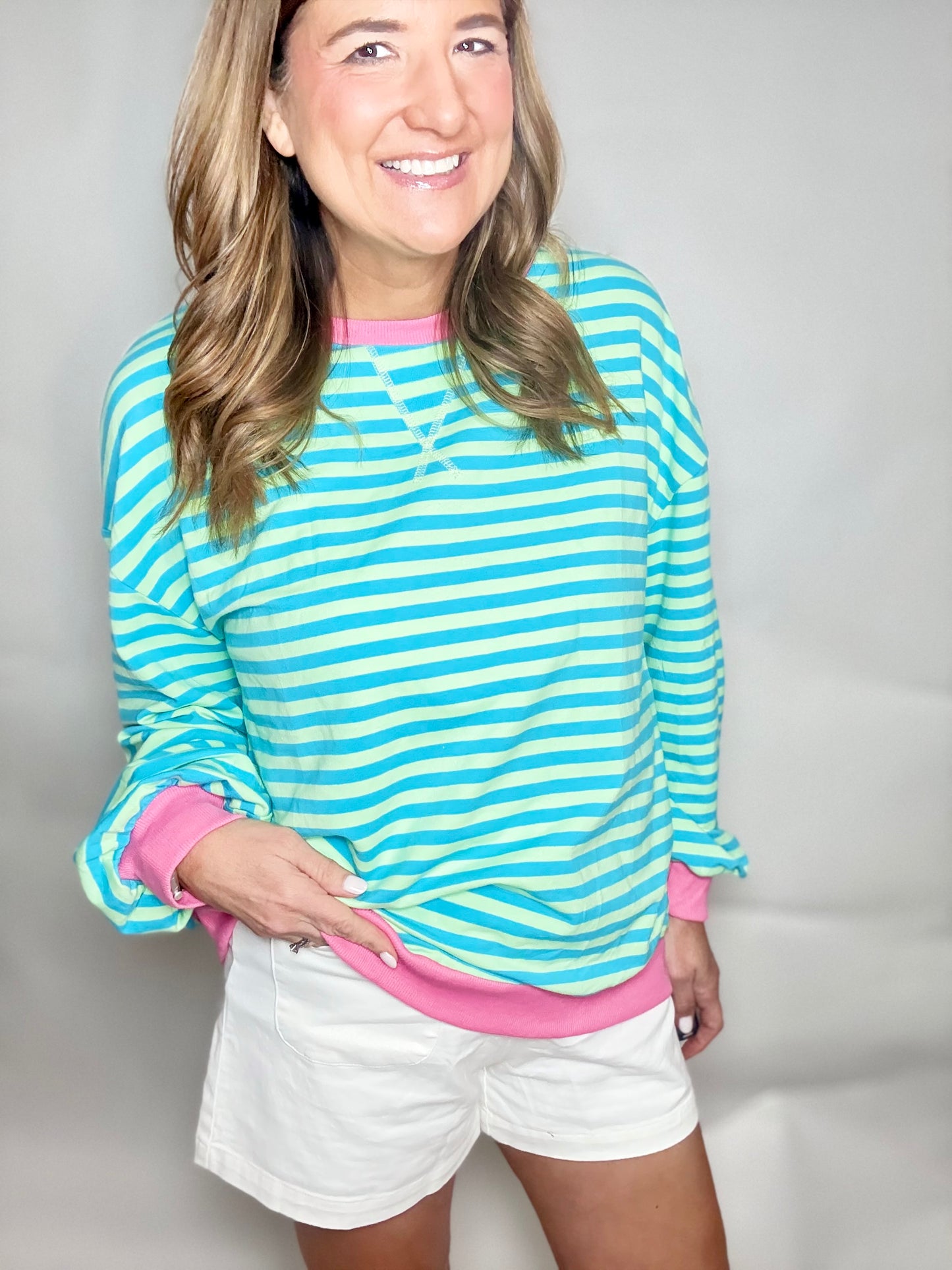 The Pink Melon Stripe Sweatshirt