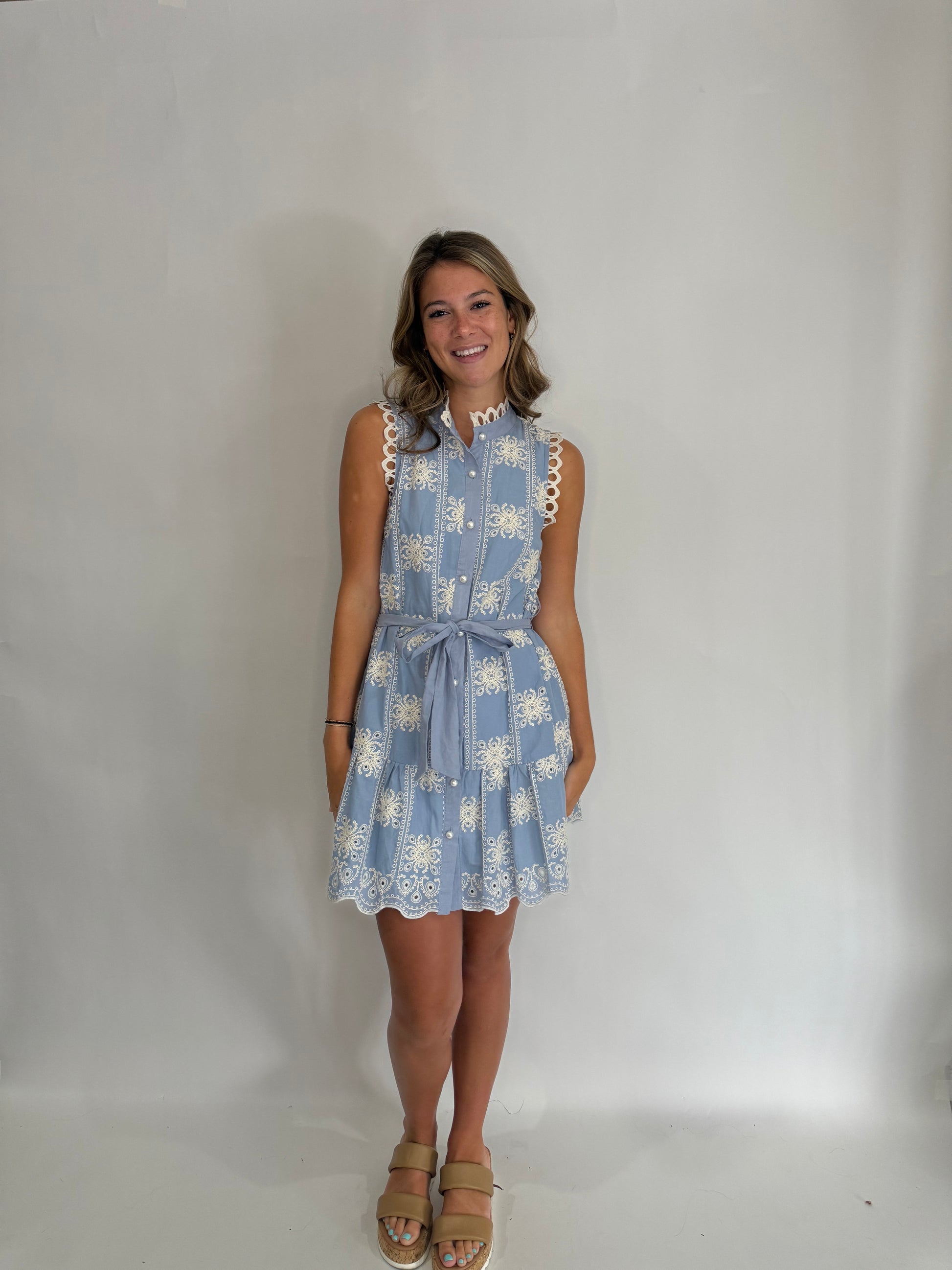The Baby Blue Lace Mini Dress - Triple Charm Boutique