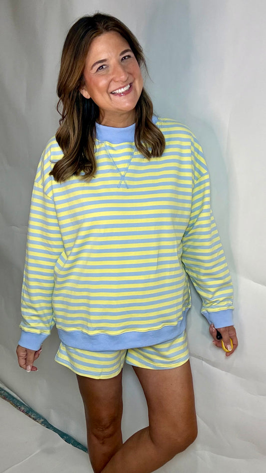 The Salty Blue Stripe Shorts Set
