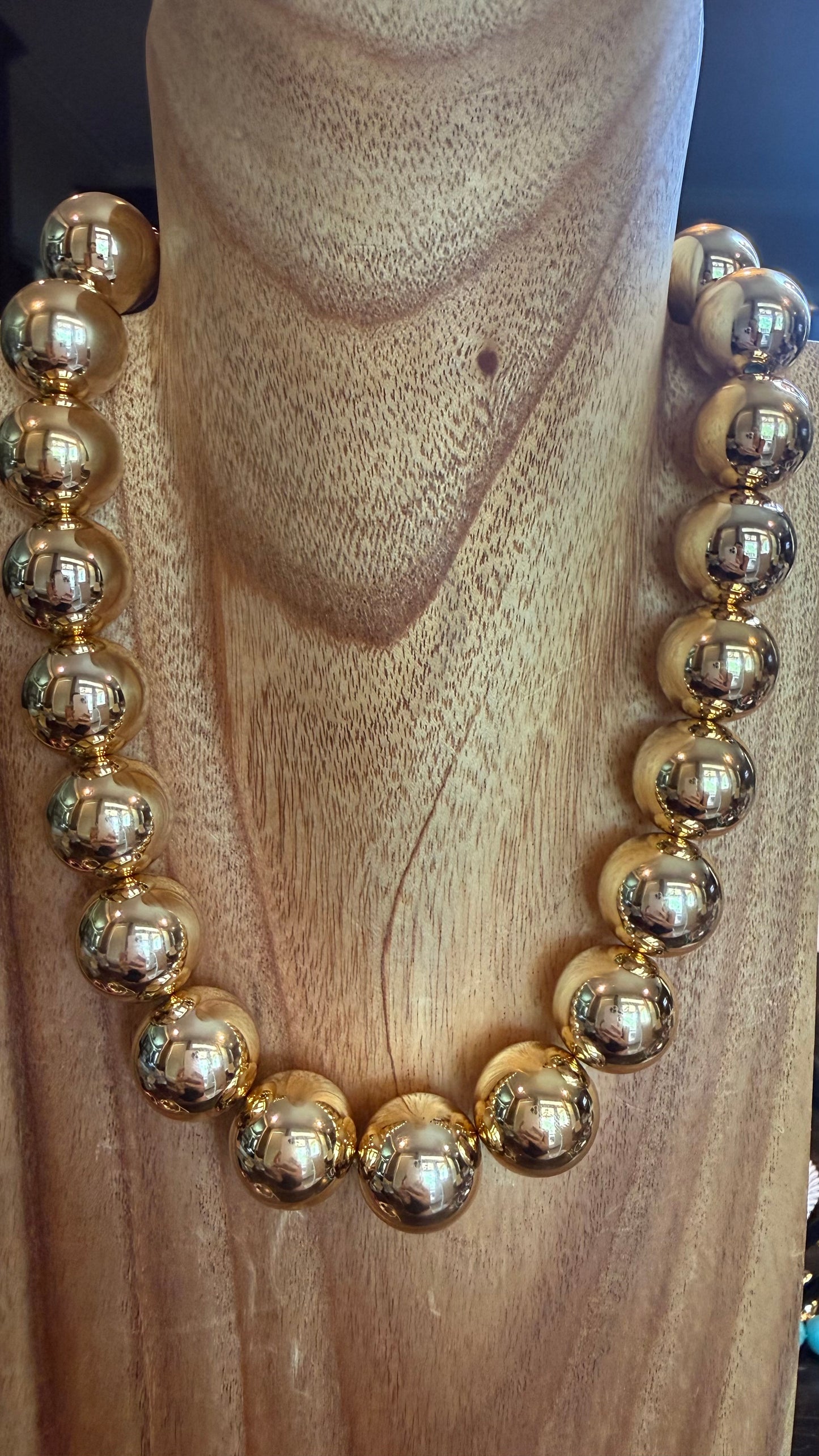 Gold Ball Beaded Statement Necklace