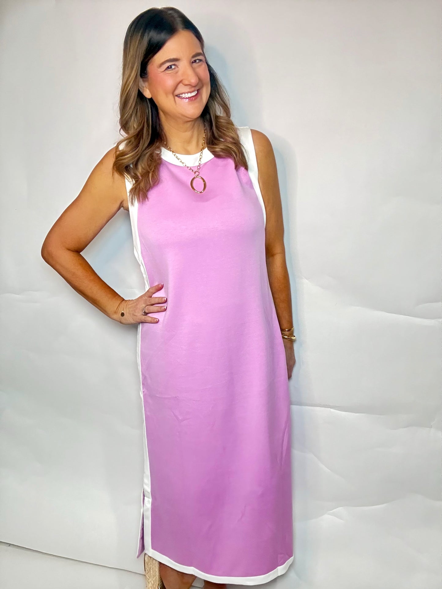 The Pink Scuba Midi Dress