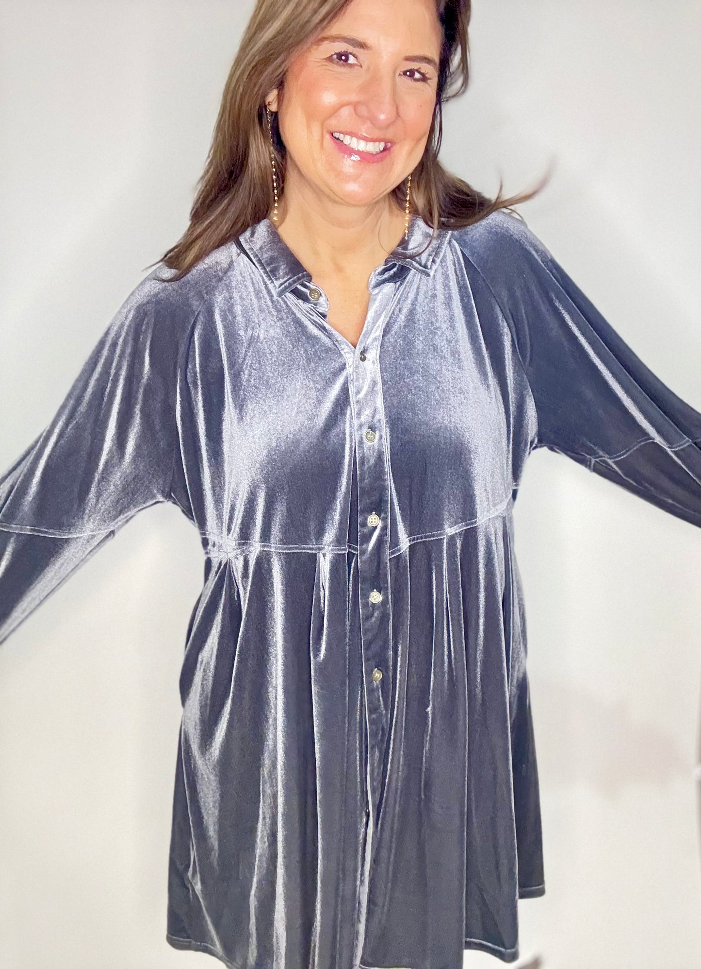 Umgee Silver Velvet Dress