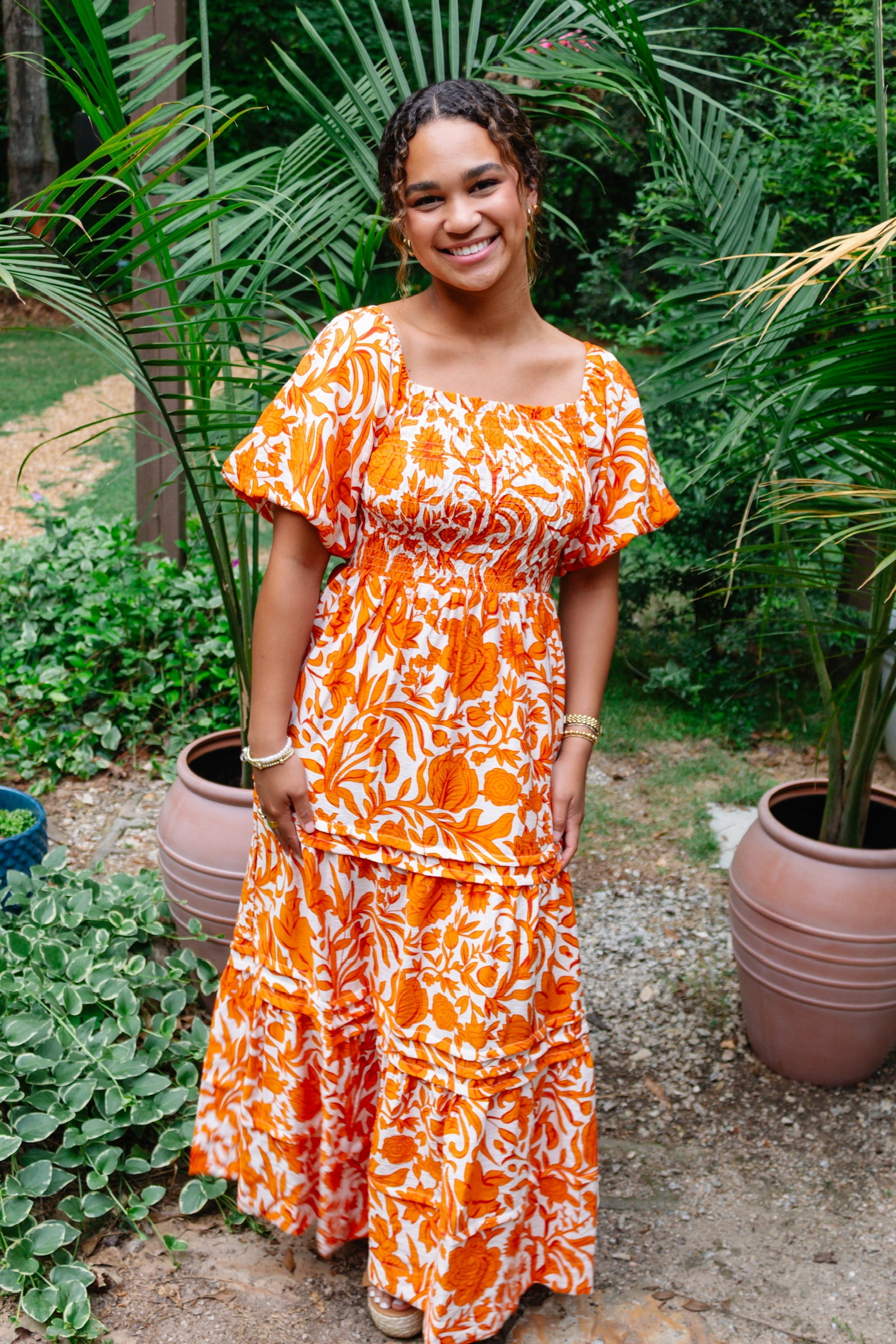 The Orange Fun Floral Maxi Dress - Triple Charm Boutique