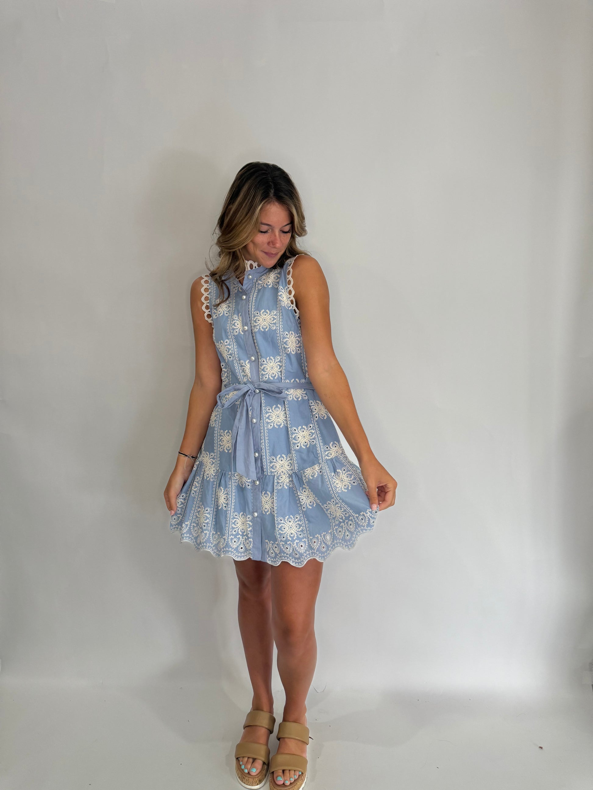 The Baby Blue Lace Mini Dress - Triple Charm Boutique