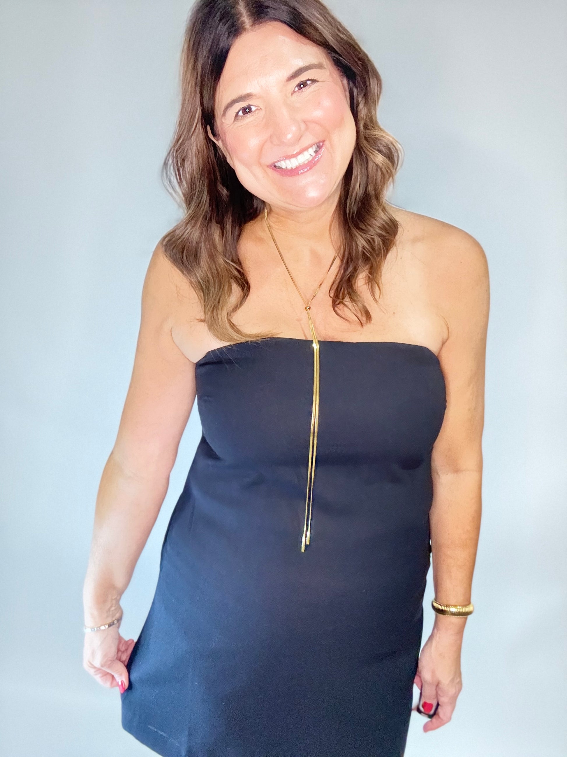 Herringbone Gold Plated Stainless Steal Adjustable Chain Necklace - Triple Charm Boutique