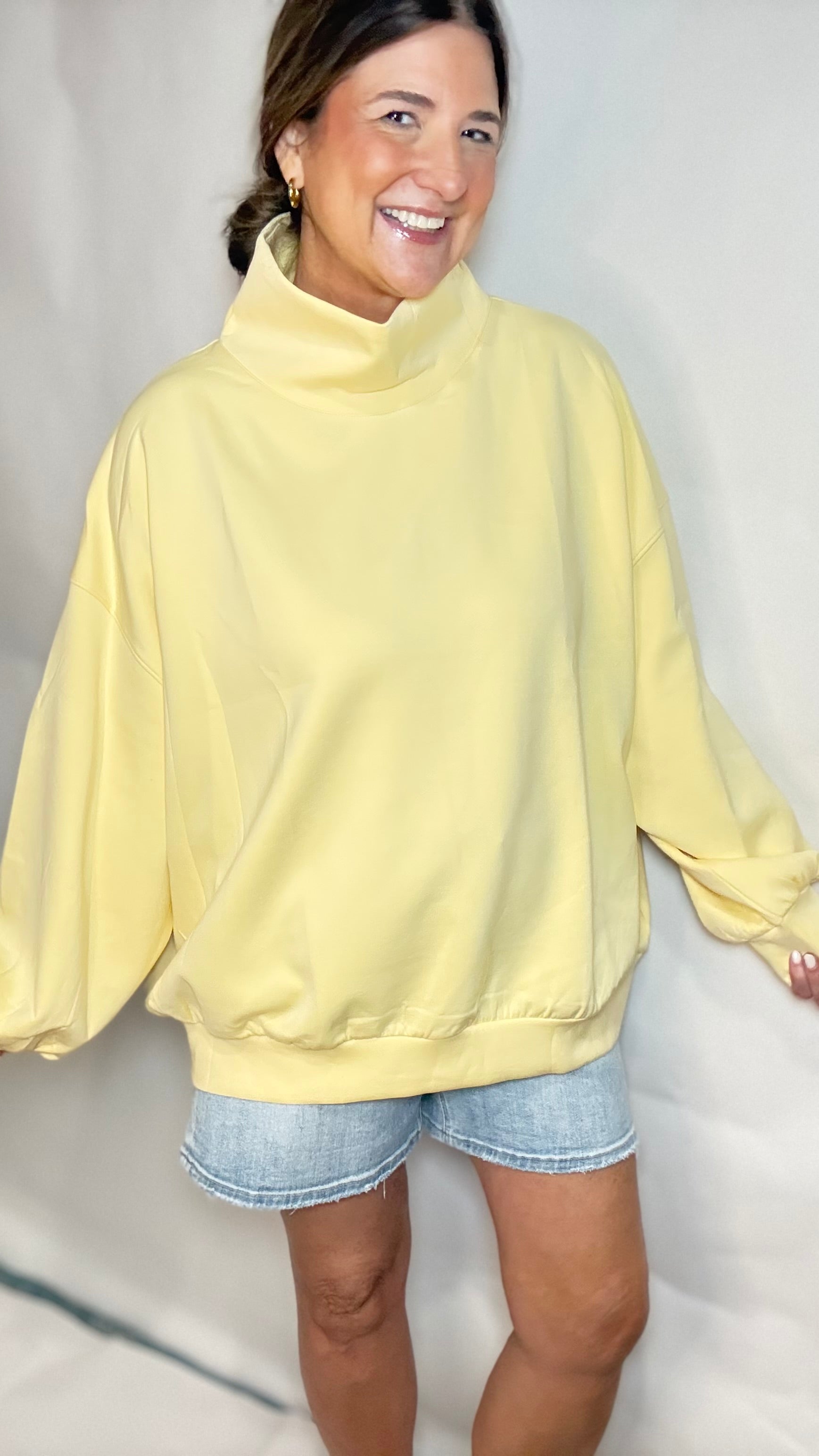 The Sunshine Scuba Mock Neck Sweatshirt - Triple Charm Boutique