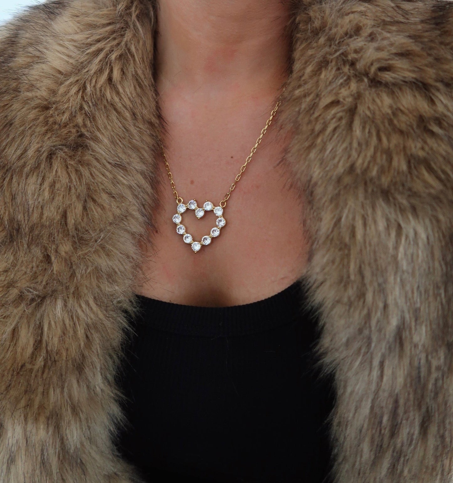 LARGE DIAMOND HEART NECKLACE ￼ - Triple Charm Boutique
