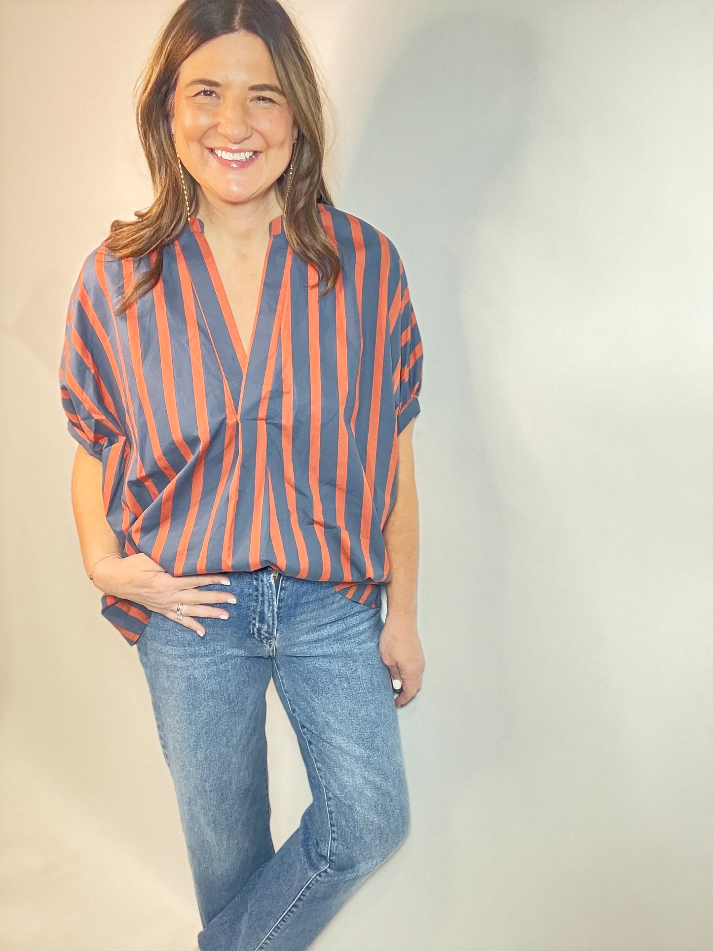 Auburn Stripe Oversized Blouse