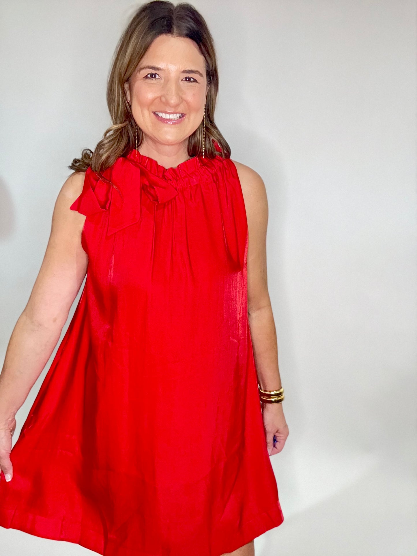 The Flirty Red Bow Mini Dress