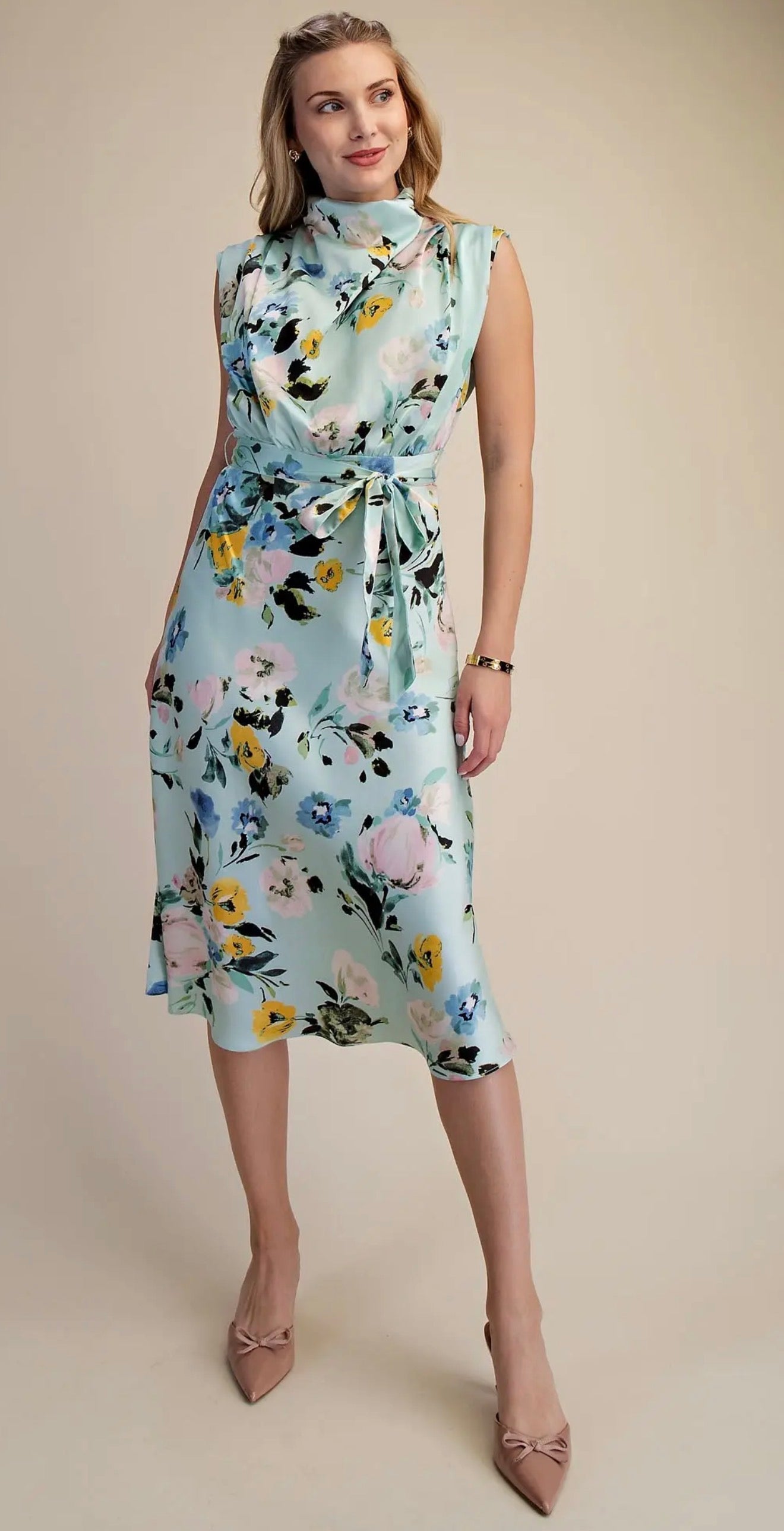 The Teal Floral Midi Dress