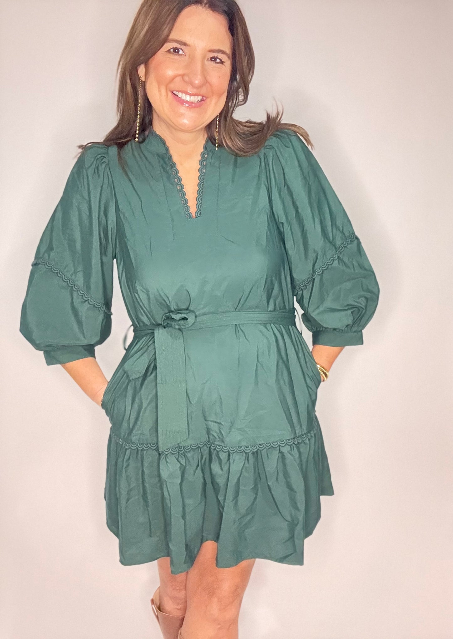 Hunter Green Mini Dress - Triple Charm Boutique