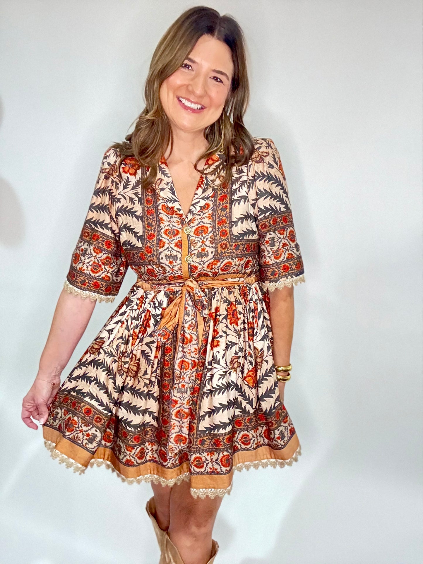 The Favorite Fall Floral Tie Dress