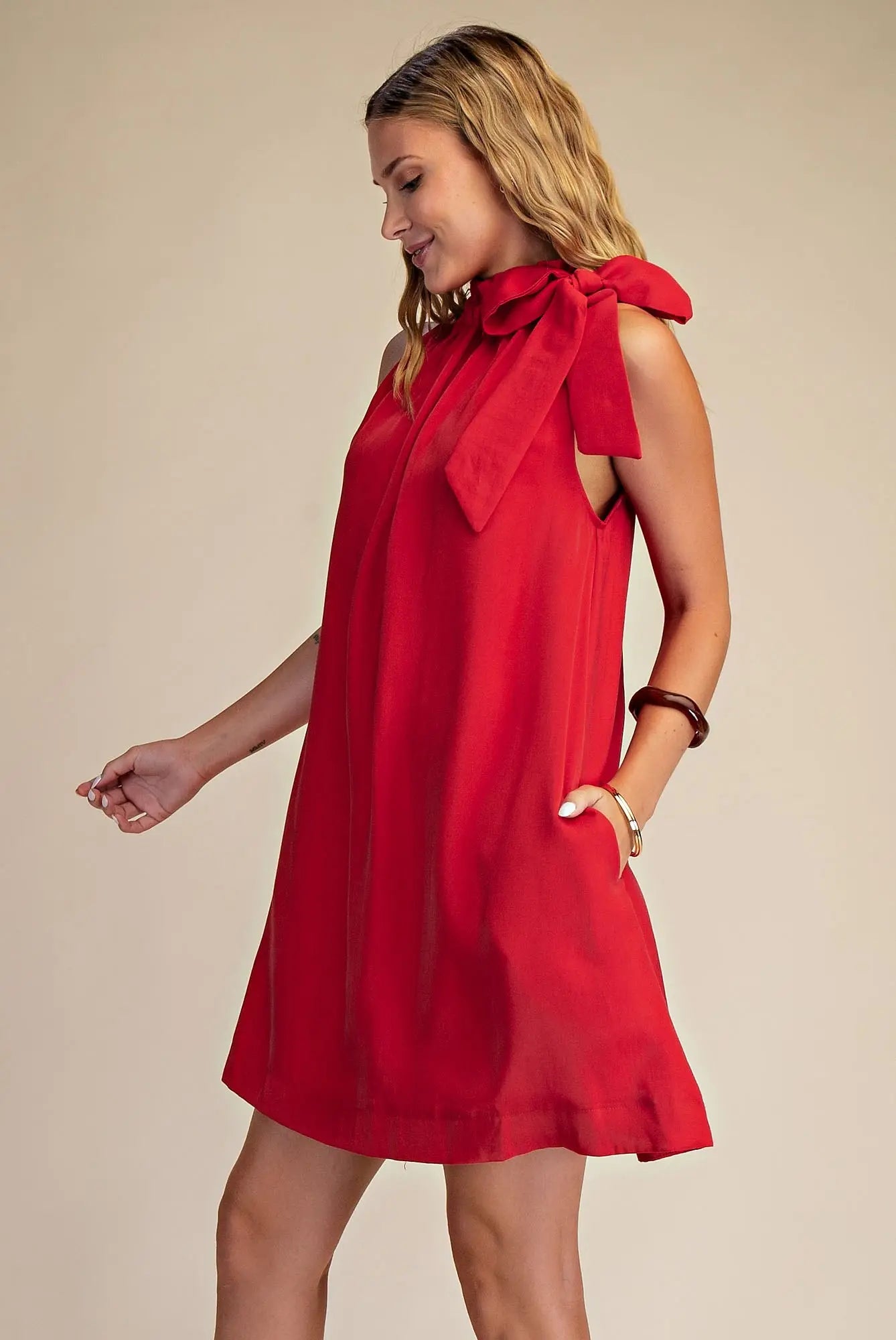 The Flirty Red Bow Mini Dress