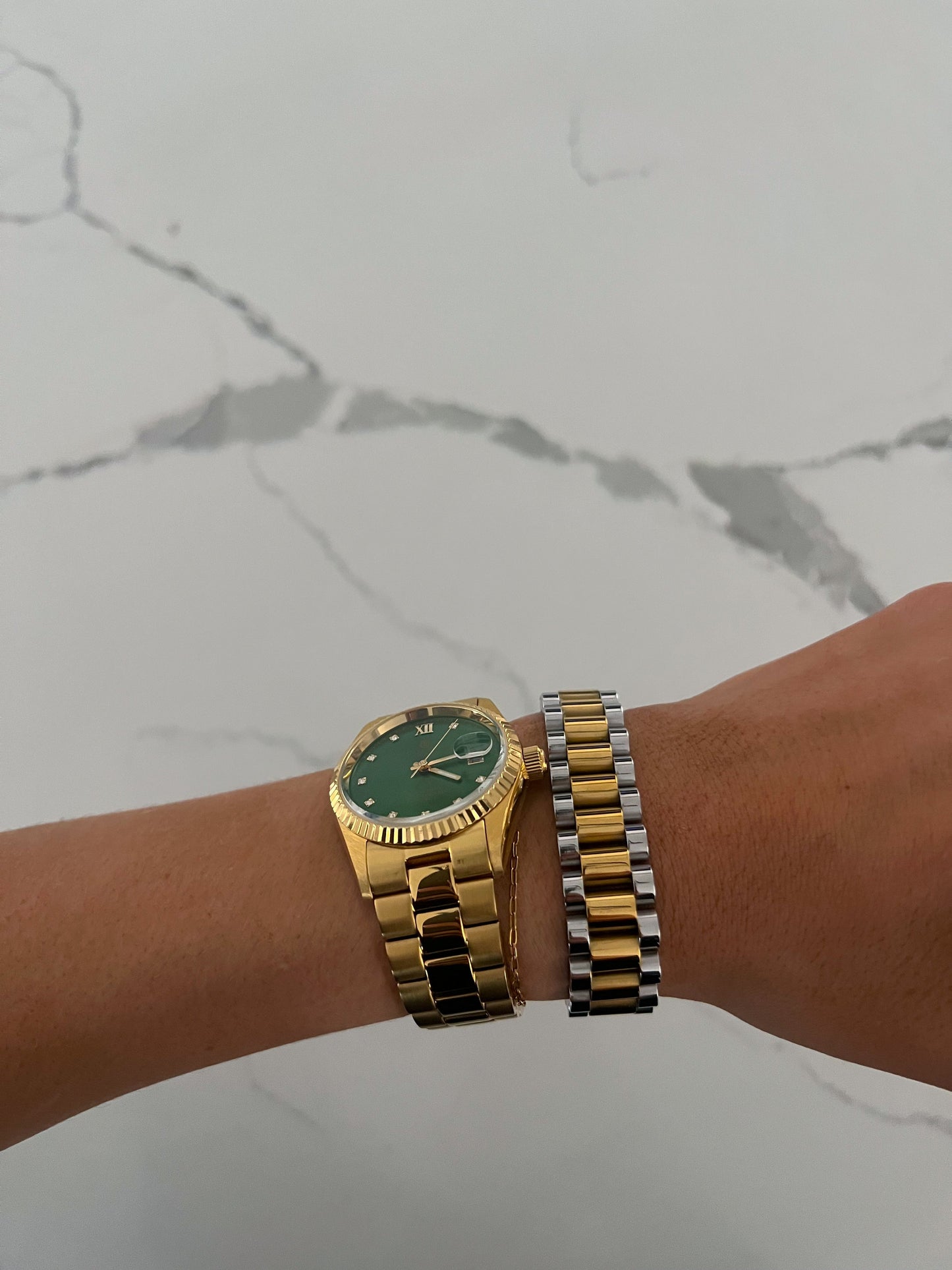 XL TWO TONED WATCH BAND BRACELET - Triple Charm Boutique