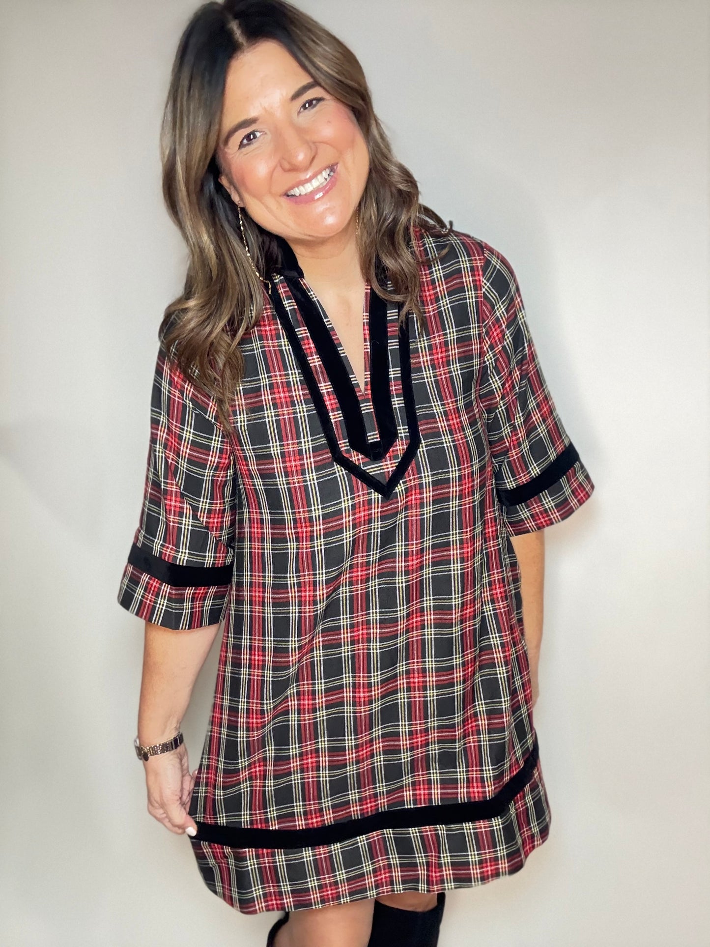 The Black Plaid Holiday Dress