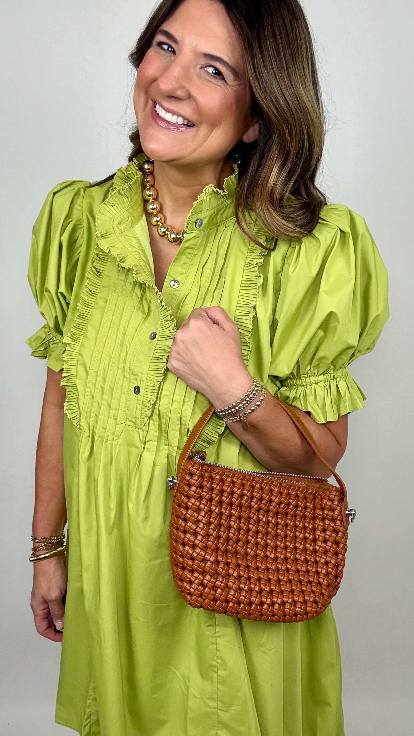 The Chartreuse Green Ruffle  Dress