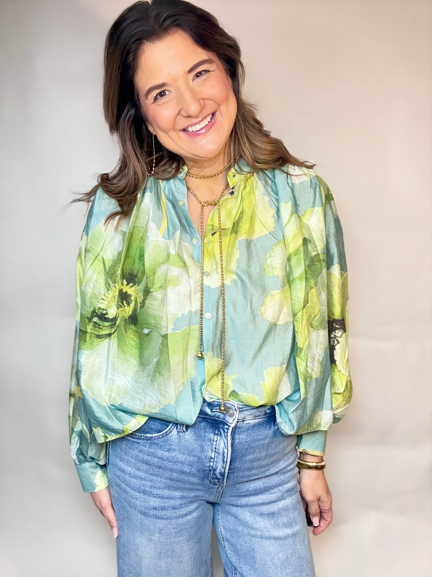 The Green Floral  Blouse