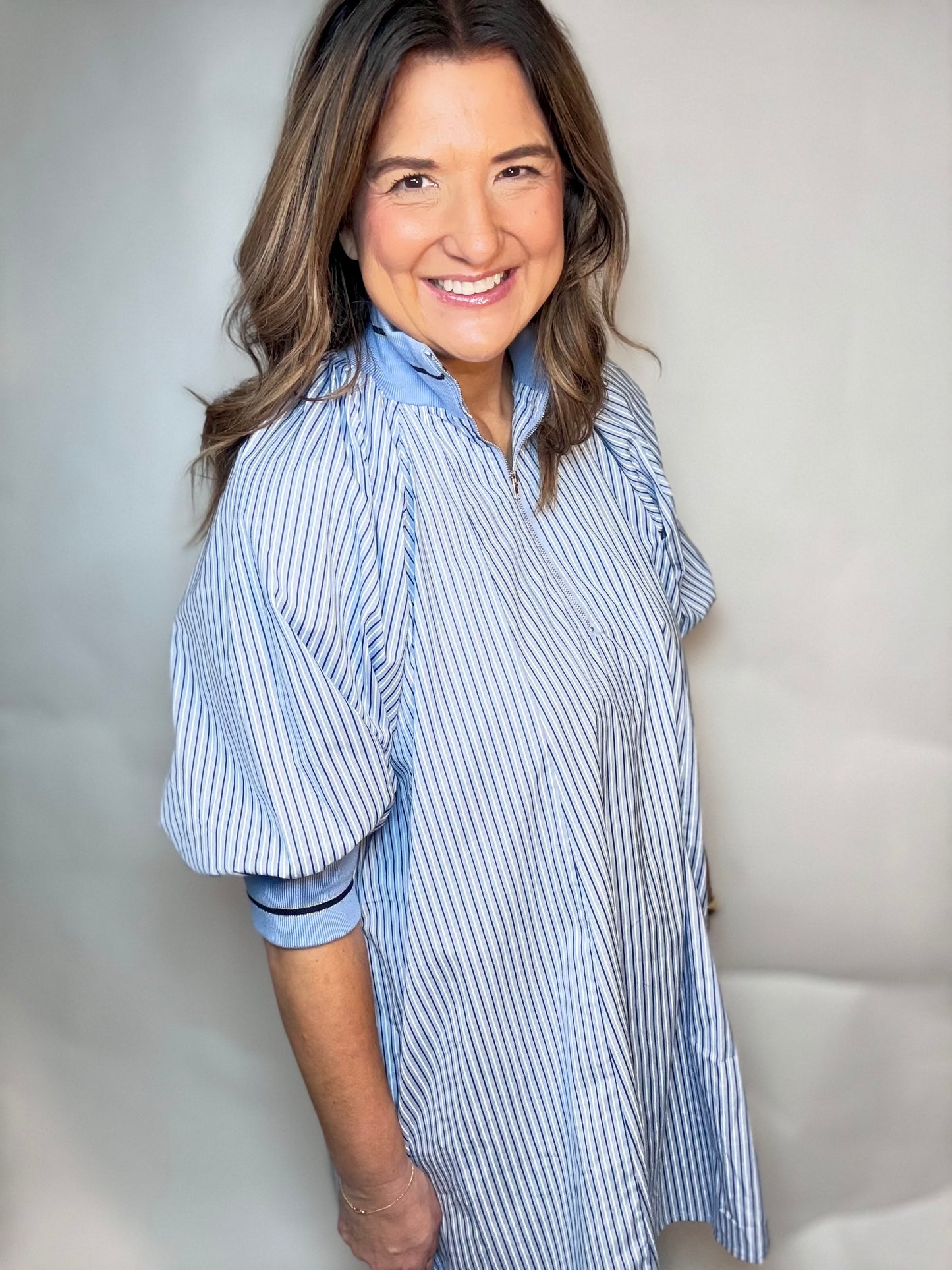The Blue Stripe Zip Dress