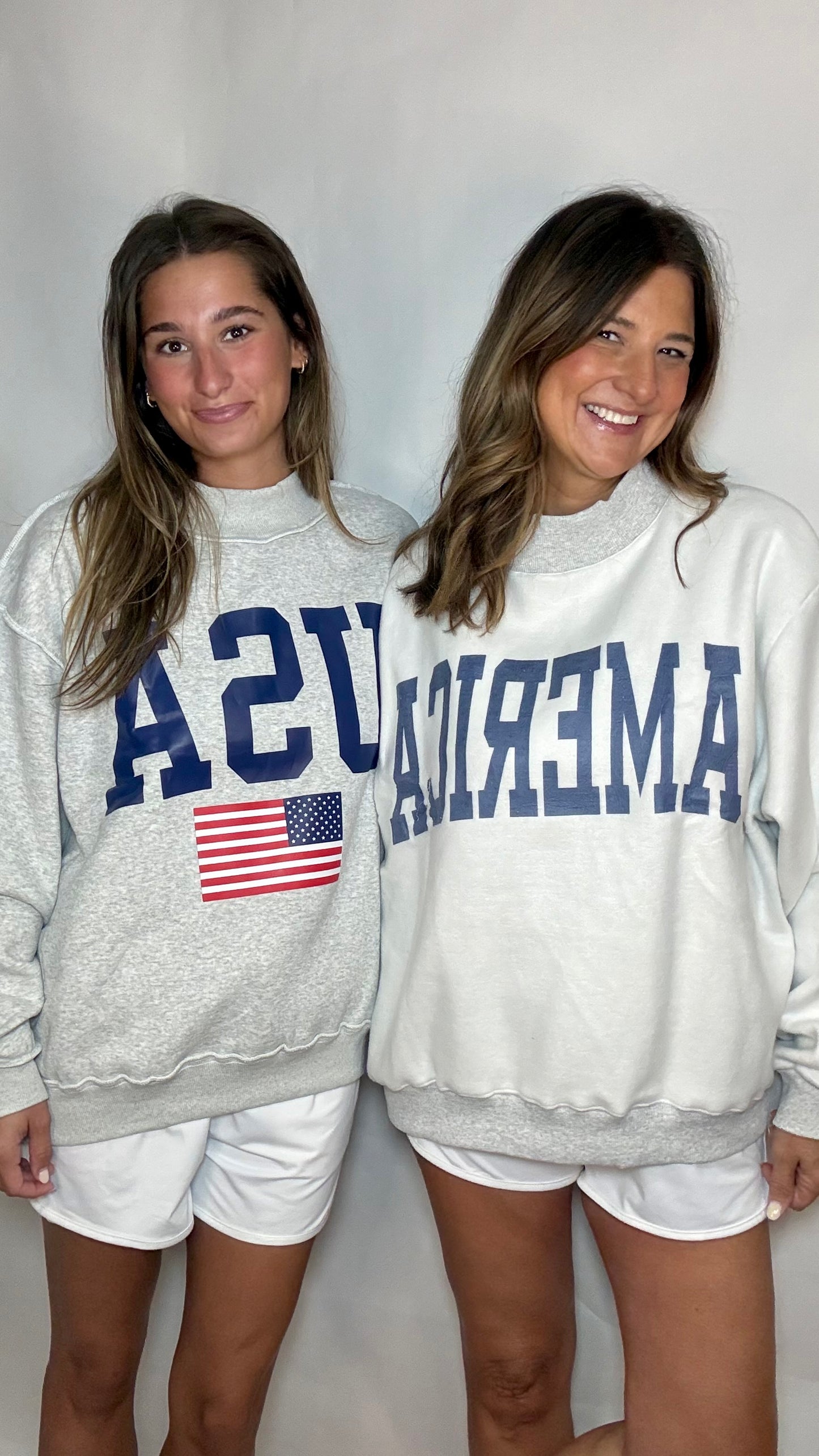 USA/America Gray Reversible Sweatshirt - Triple Charm Boutique