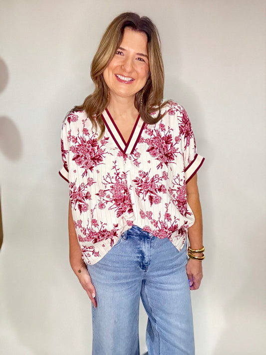 The Brick & White Floral Blouse