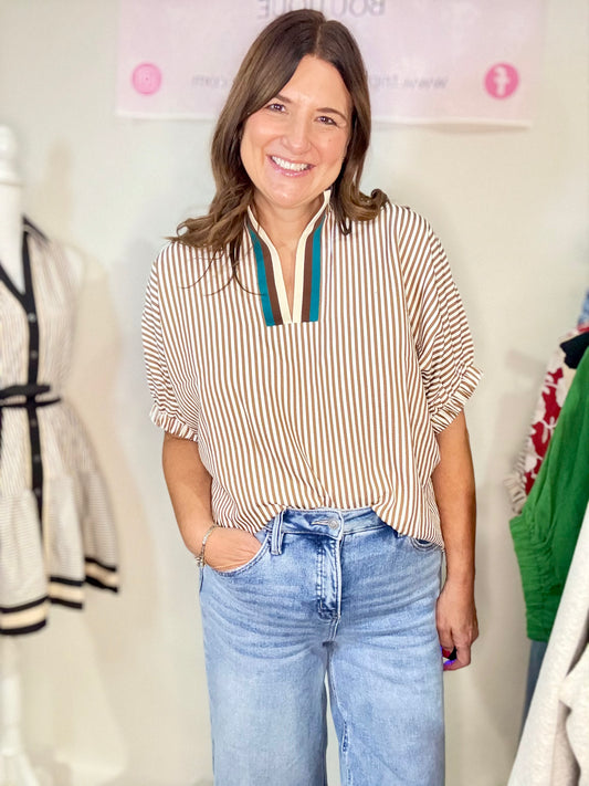 The Brown Stripe Caramel Top