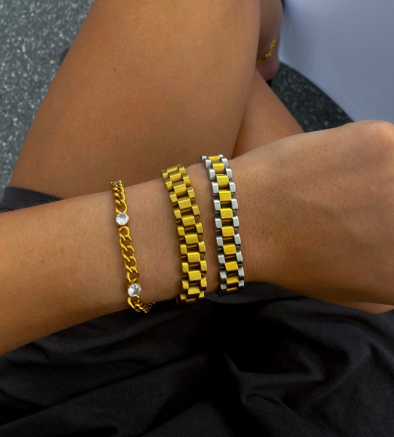 TWO TONED WATCH BAND BRACELET - Triple Charm Boutique