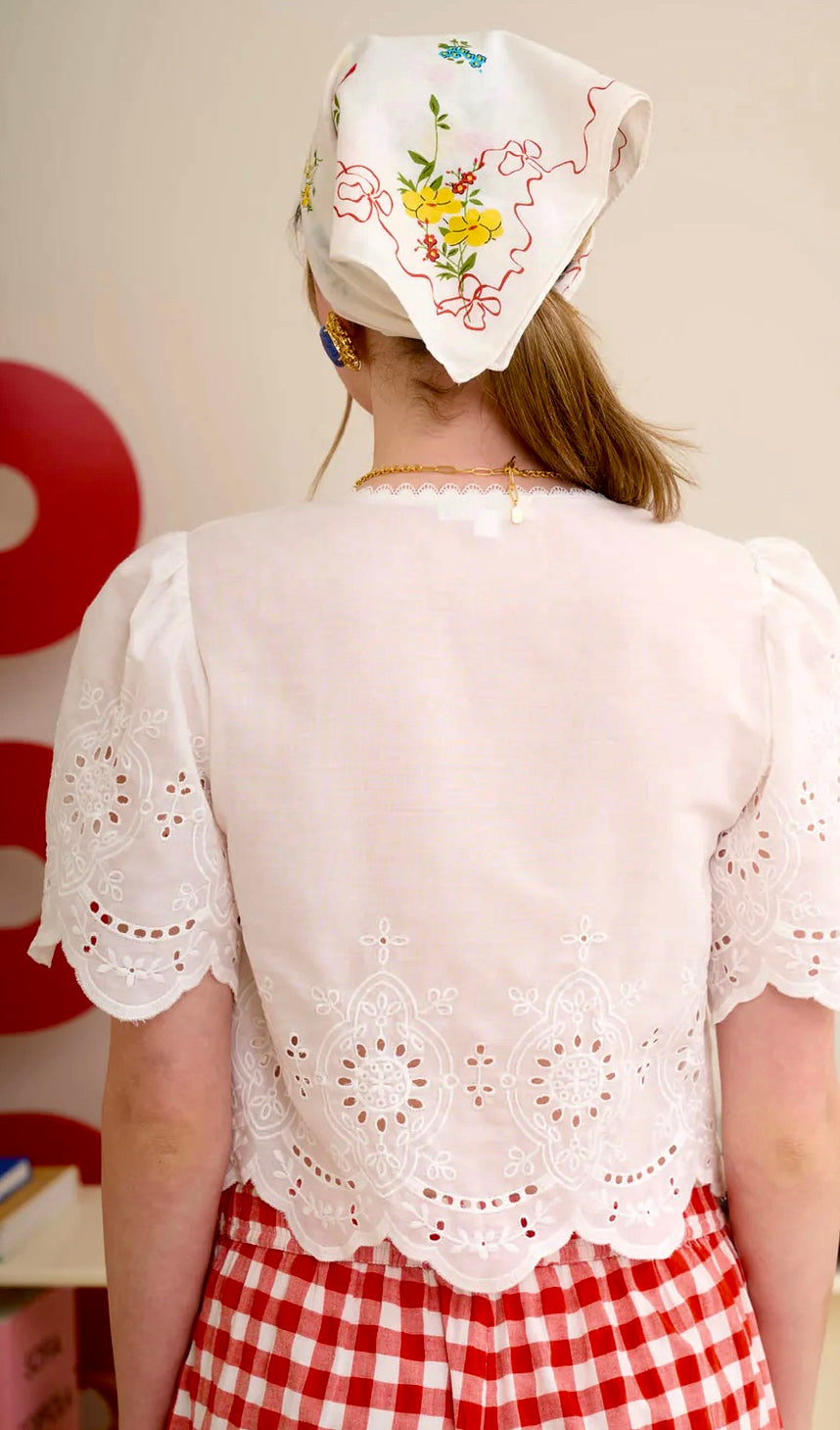 The White Eyelet Bow Blouse - Triple Charm Boutique