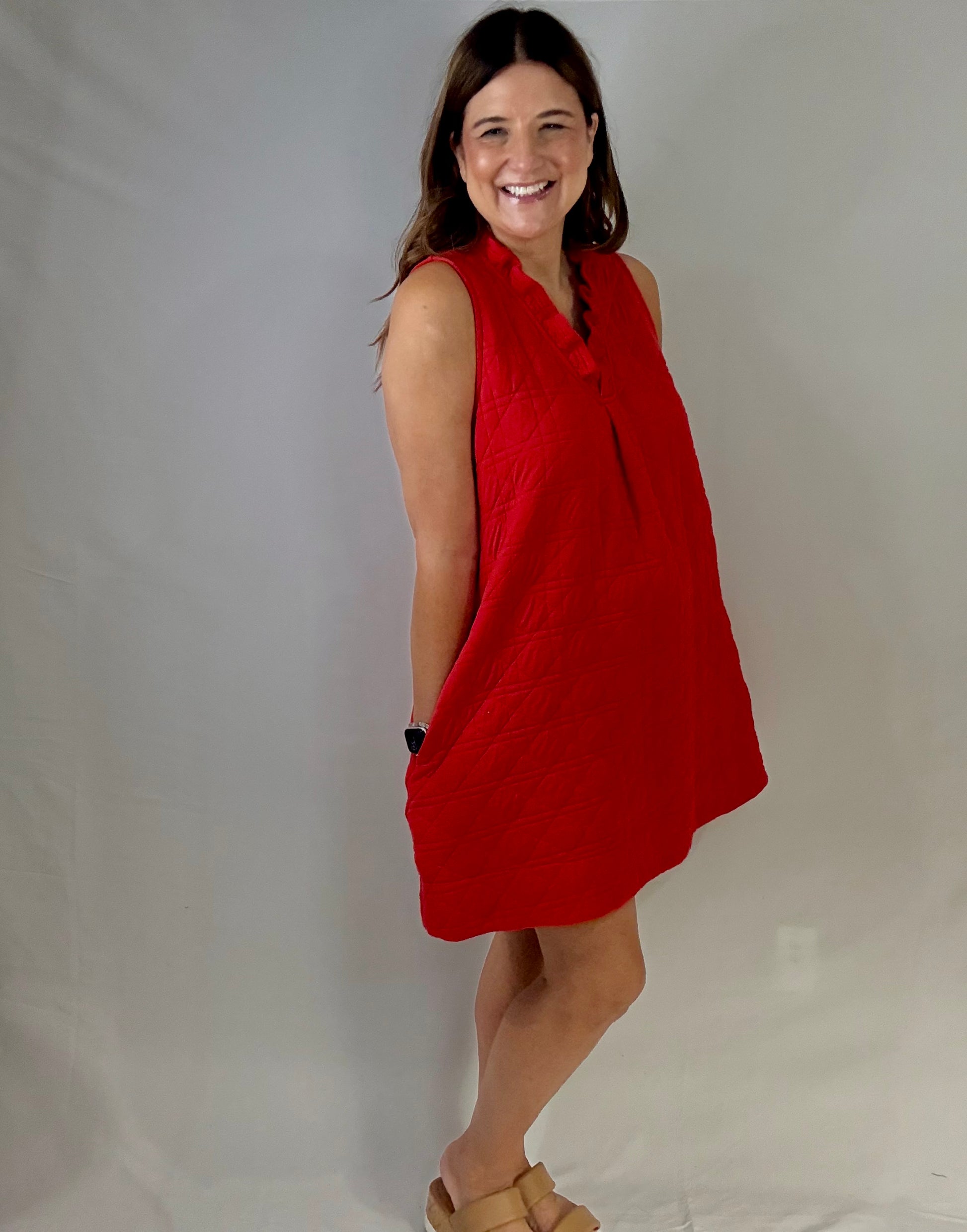 The Red Comfy Shift Dress - Triple Charm Boutique