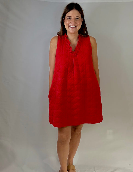 The Red Comfy Shift Dress - Triple Charm Boutique
