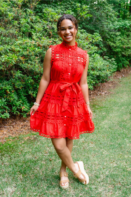The Robin Red Lace Dress - Triple Charm Boutique