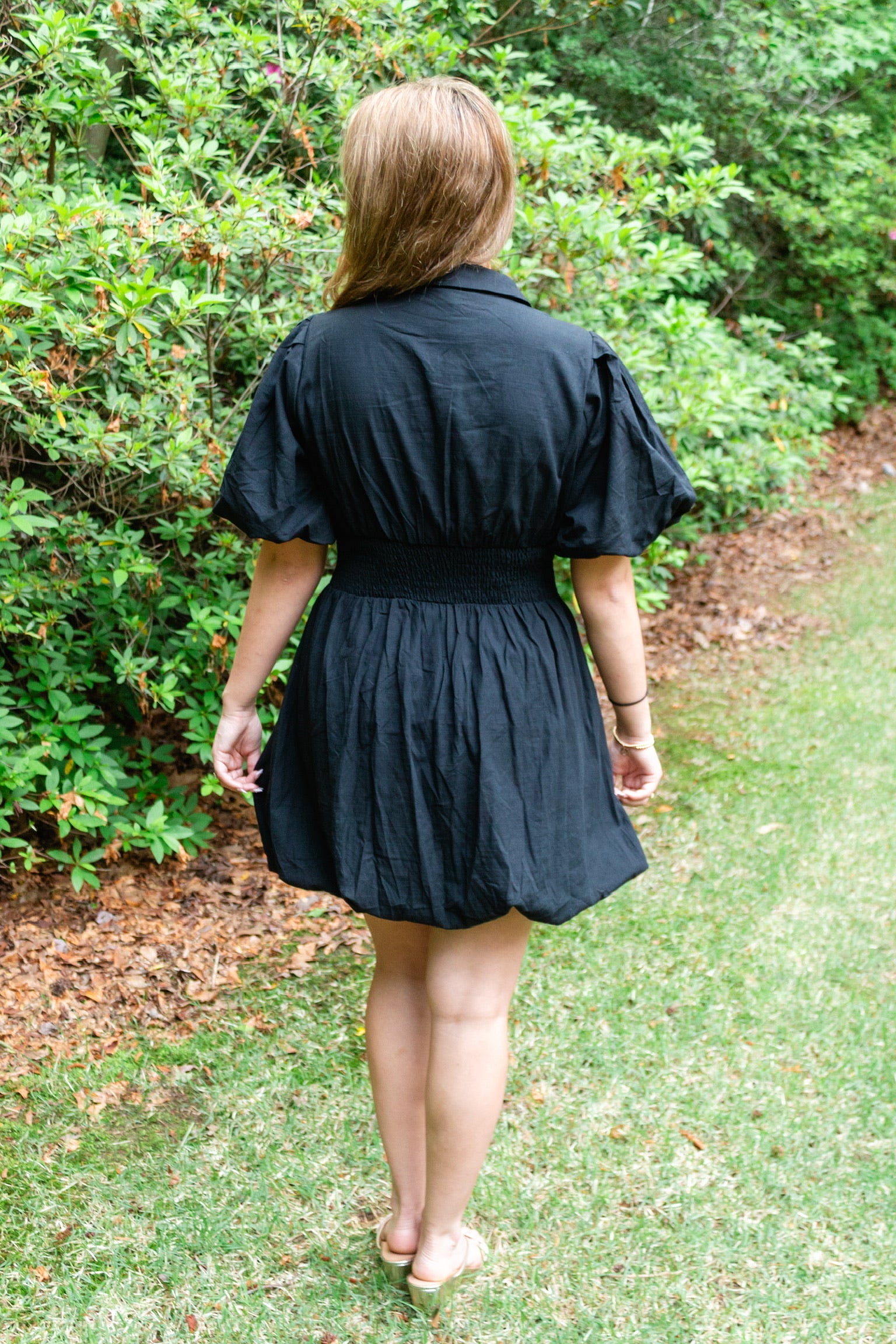 The Button Up Black Bubble Dress - Triple Charm Boutique