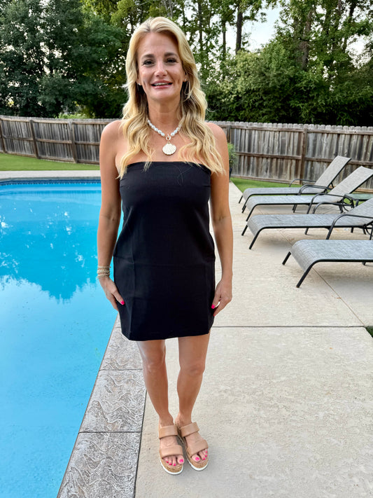 Your favorite Black Linen Strapless Dress