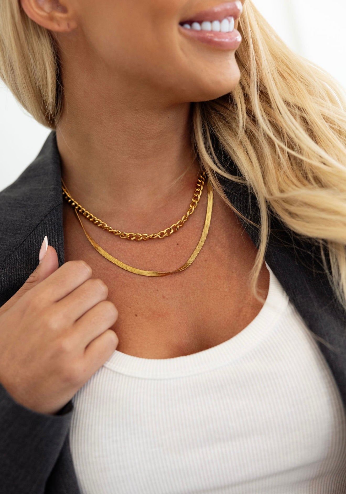 CHAIN + HERRINGBONE NECKLACE - Triple Charm Boutique