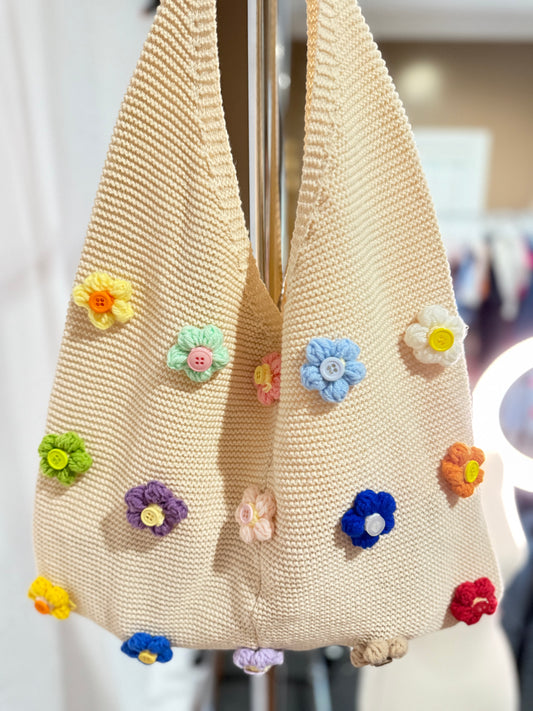 Cream Floral Purse - Triple Charm Boutique