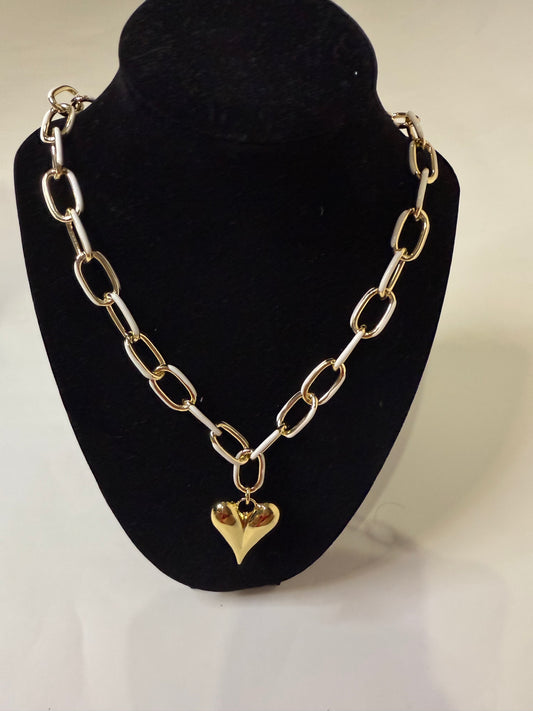White Heart Gold Plated Necklace - Triple Charm Boutique