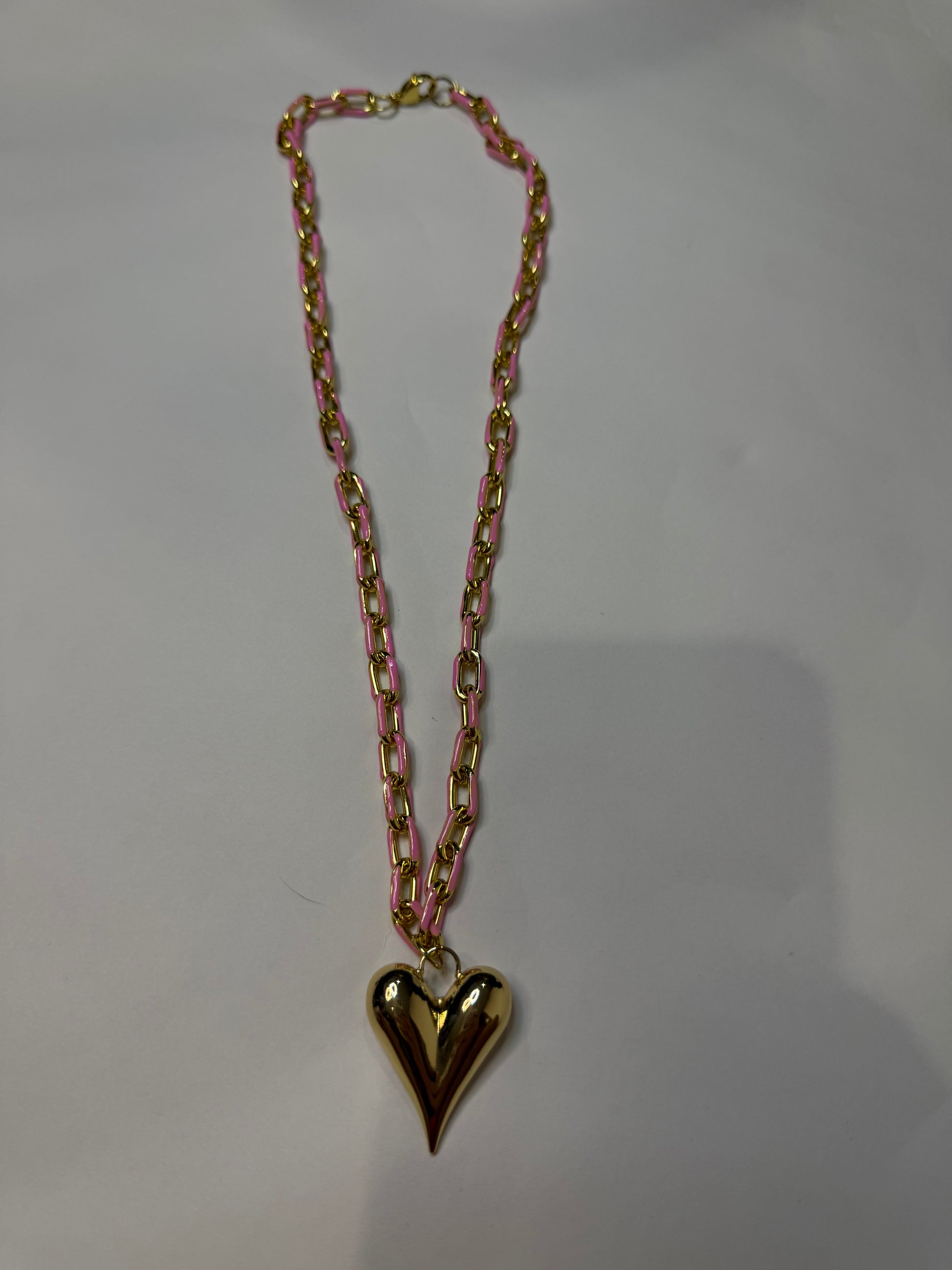 Pink Heart Gold Plated Necklace - Triple Charm Boutique