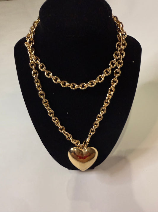 Chunky Gold Heart Chain Necklace - Triple Charm Boutique