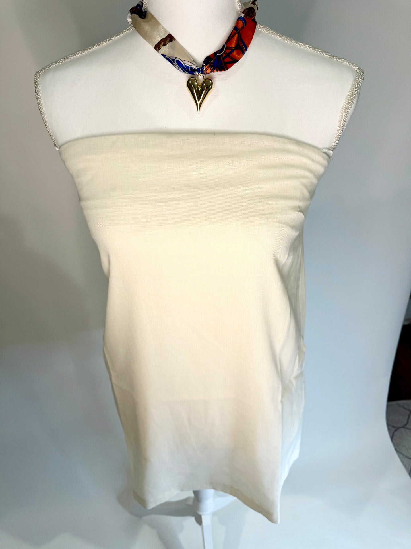 Scarf Heart Necklace in Cream & Brown Print - Triple Charm Boutique