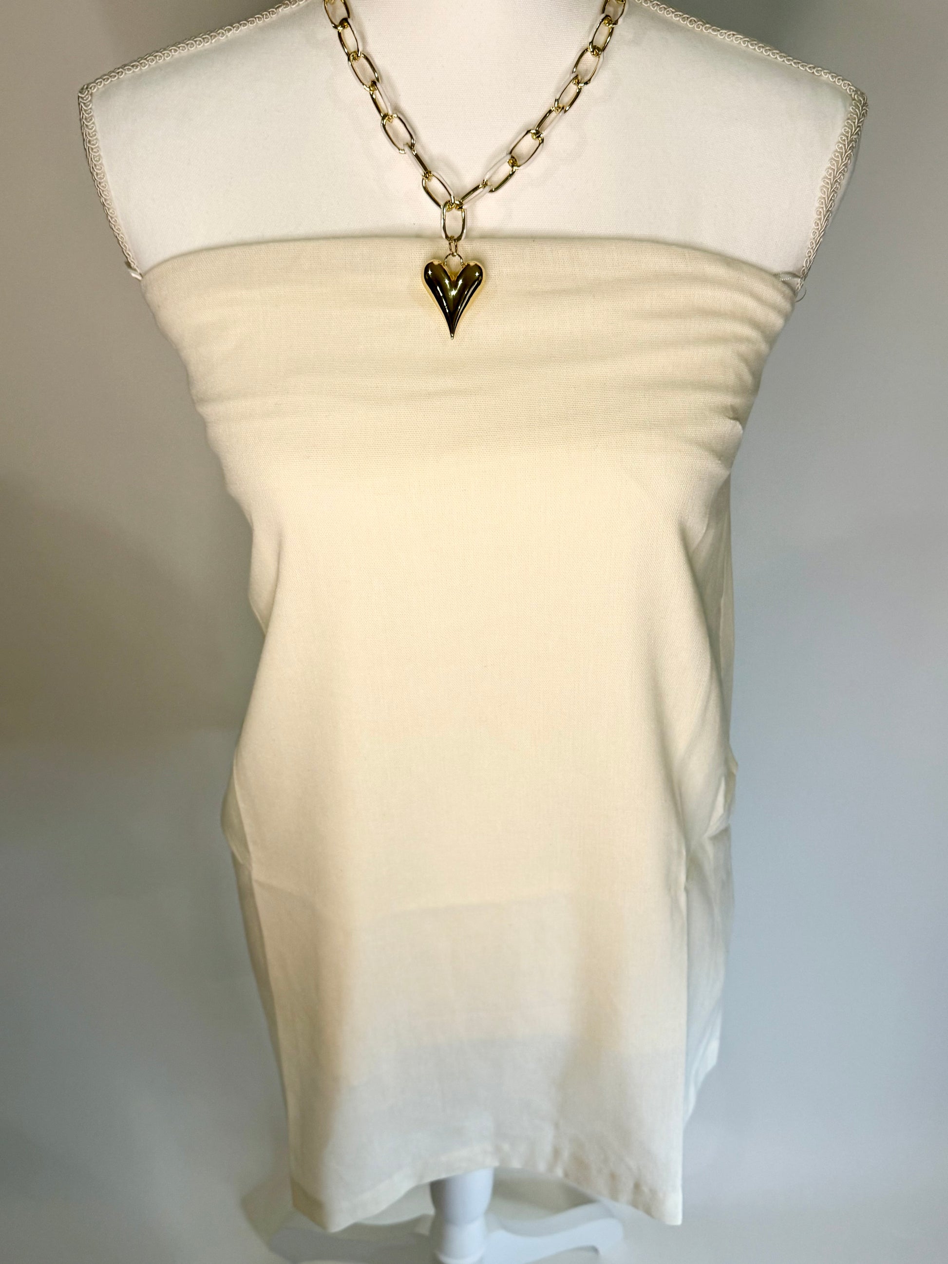 White Heart Gold Plated Necklace - Triple Charm Boutique