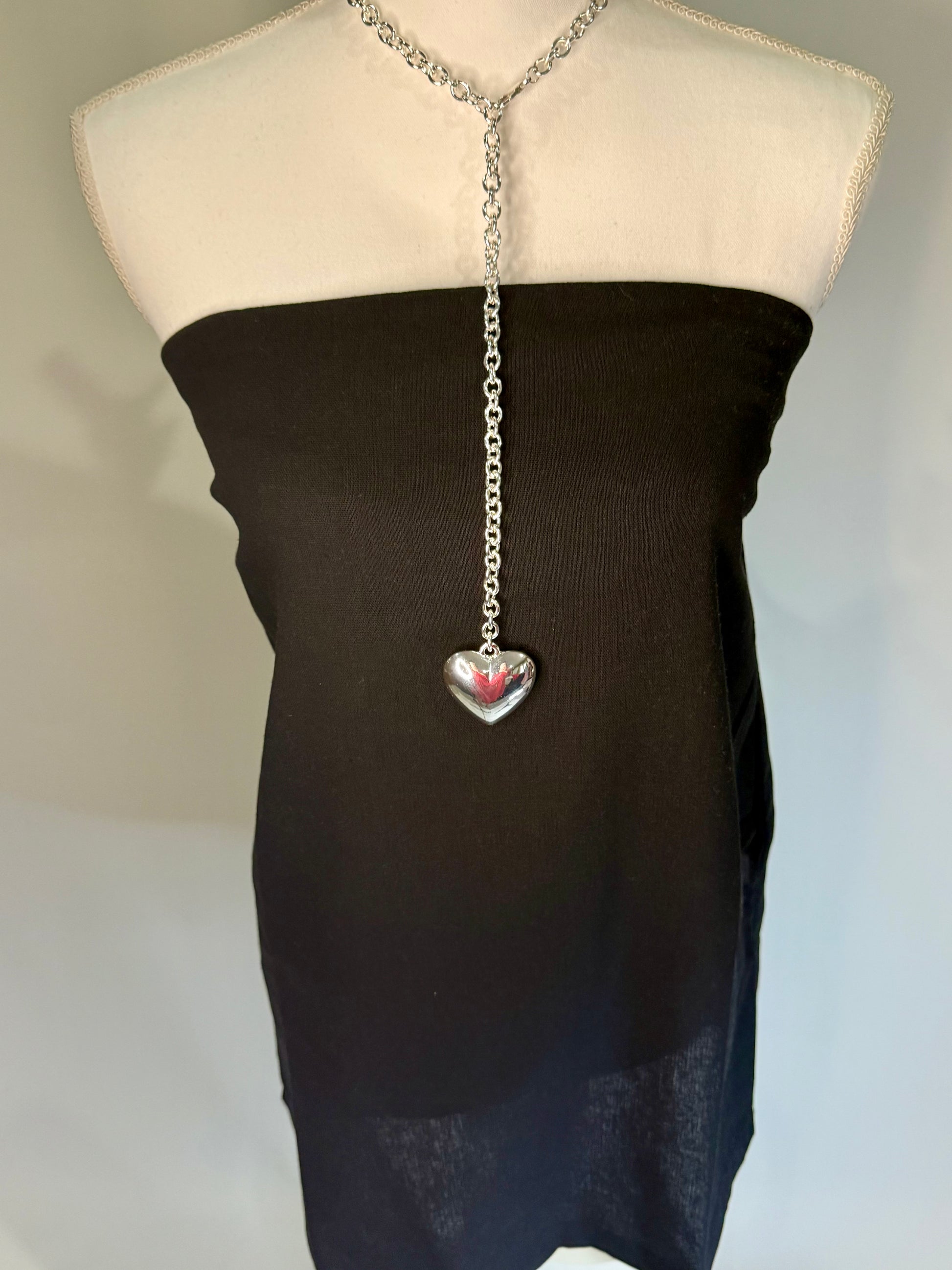 Chunky Silver Heart Chain Necklace - Triple Charm Boutique